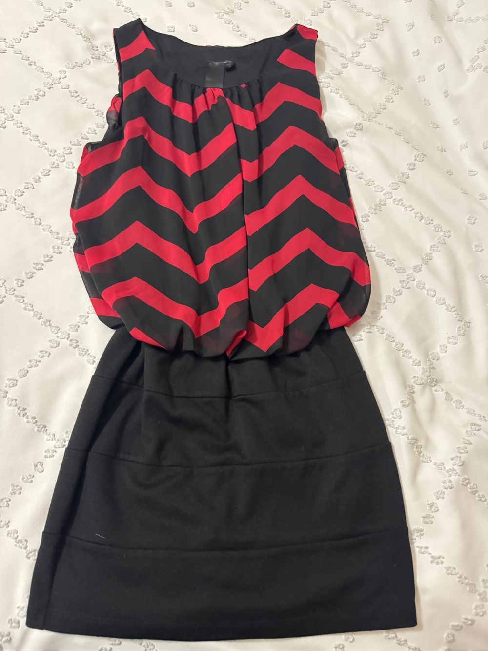 Red and Black Chevron Sleeveless Dress